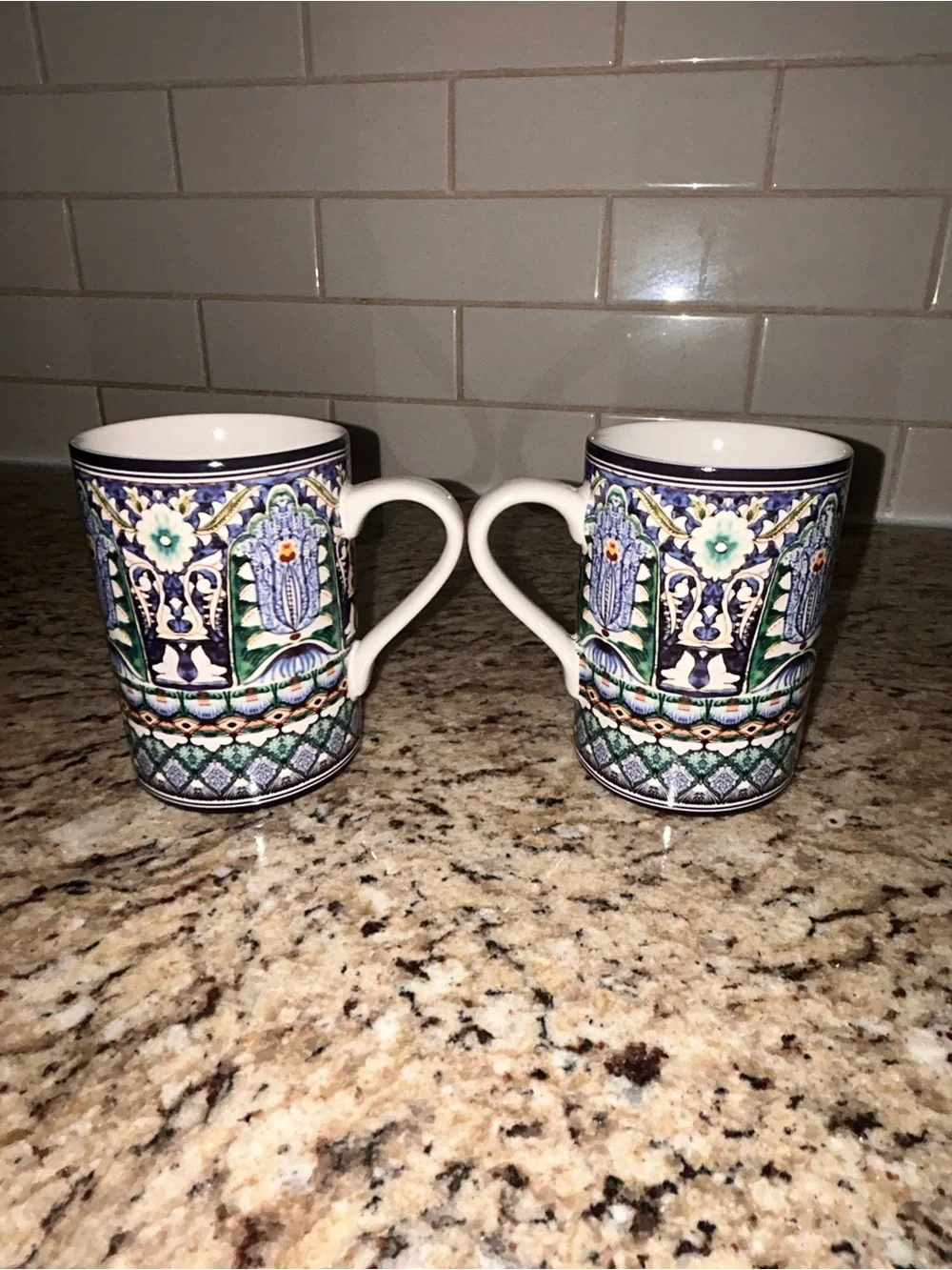Pottery Barn Mezze blue mugs (2)